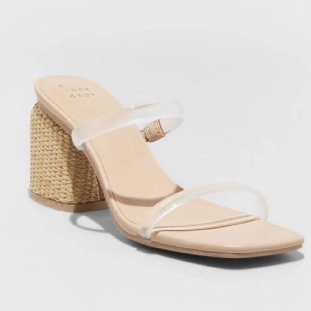 A New Day Clear Woven Miley Block Heels Size 10